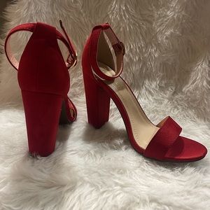 NEW red block-style high heels